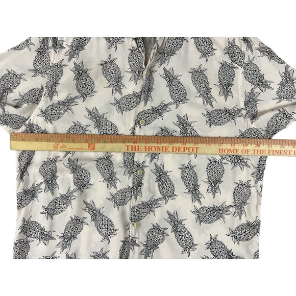 Allsaints Short Sleeve Button Up Viscose Pineapple Hawaiian Shirt Sz L - Picture 3 of 7